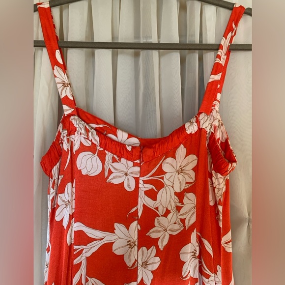 Zara  orange/red floral maxi dress with side front slit Size Medium. - Picture 4 of 4